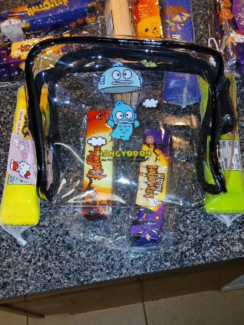 #Sanrio #Hangyodon BIG #Clear #Travelpouch - Yellow & Blue